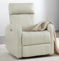 White Leather Power Swivel Glider Recliner X525731