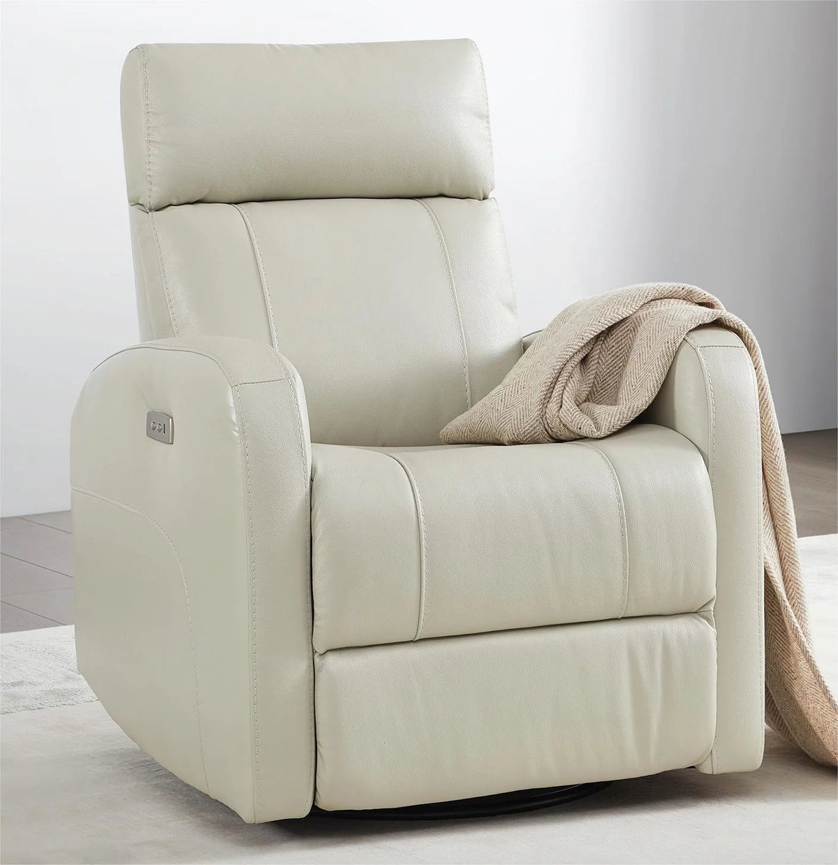 White Leather Power Swivel Glider Recliner X525731