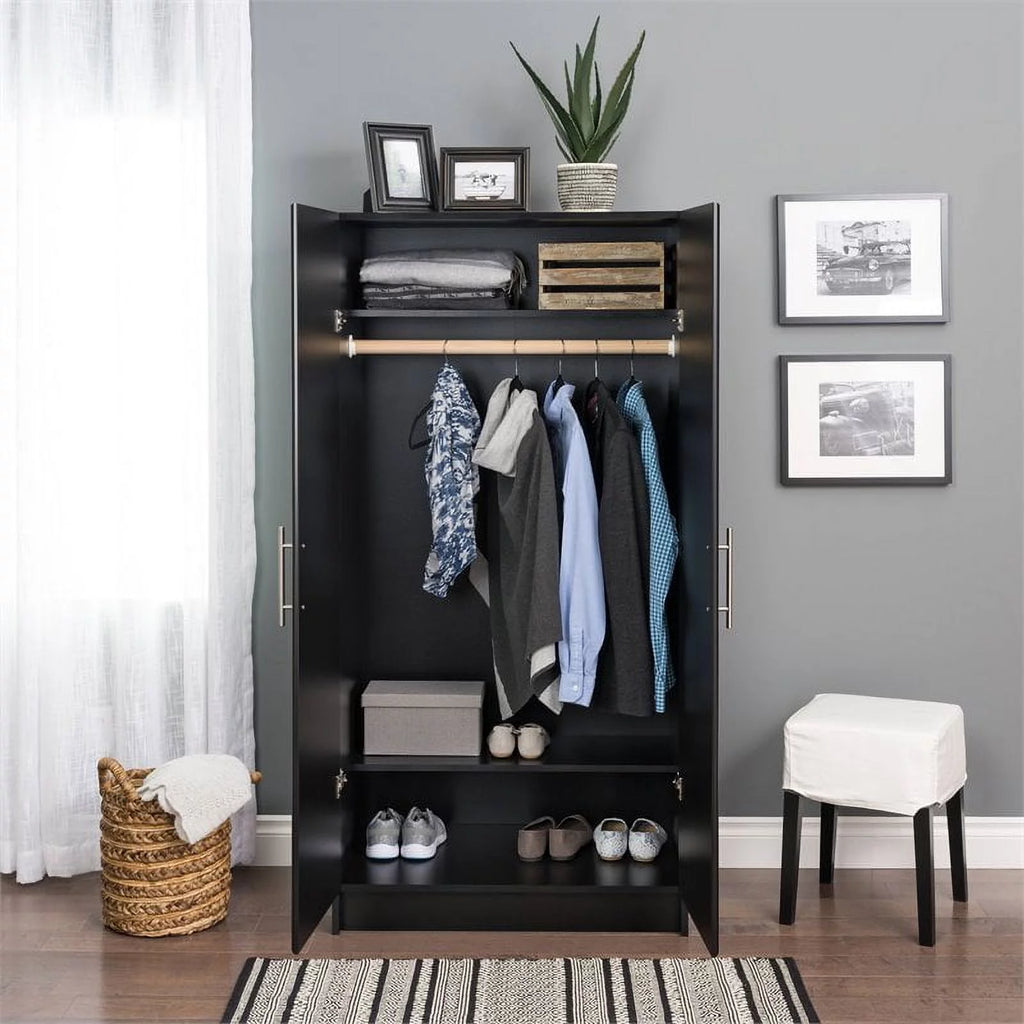 32" Contemporary Black Wardrobe Cabinet J508