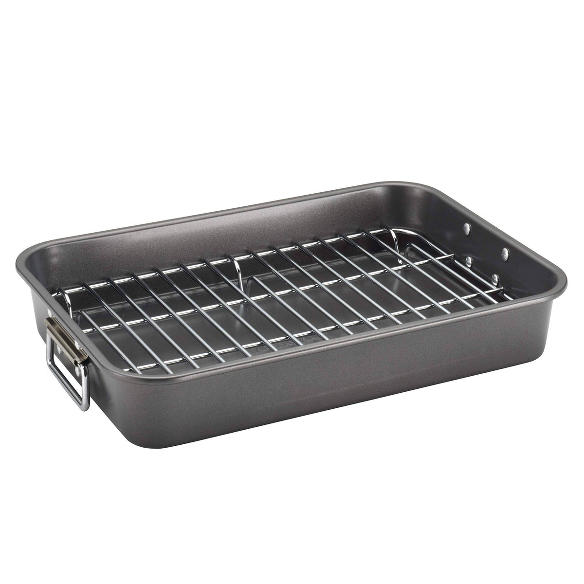 Nonstick 11-inch x 15-inch Roaster with Flat Rack L946382