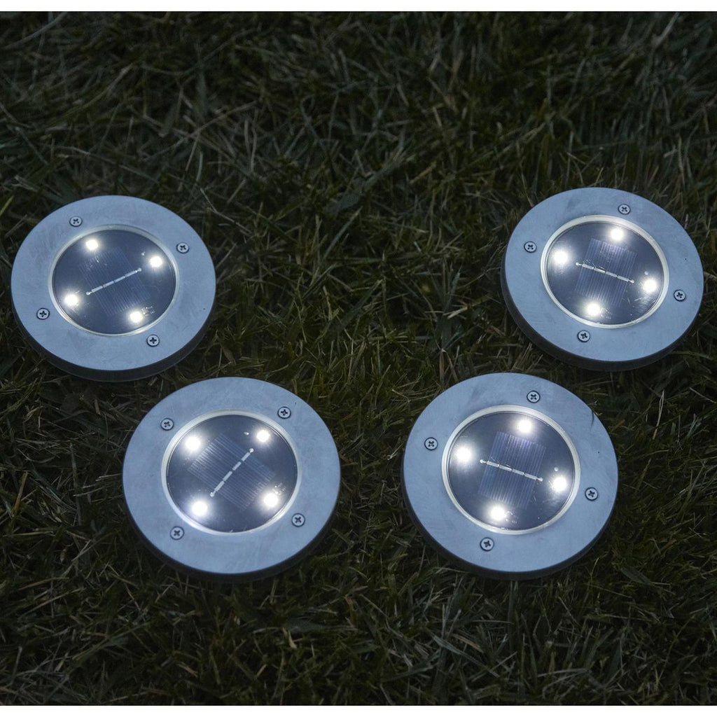 Solar LED In-Ground Disk Lights 4-Pack G992213
