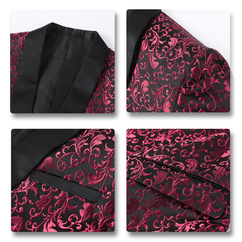 Floral Blazer with Notched Lapel J12796
