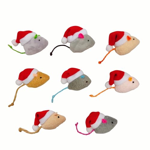 8 Pack Plush Catnip Cat Toys with Santa Hats M632436