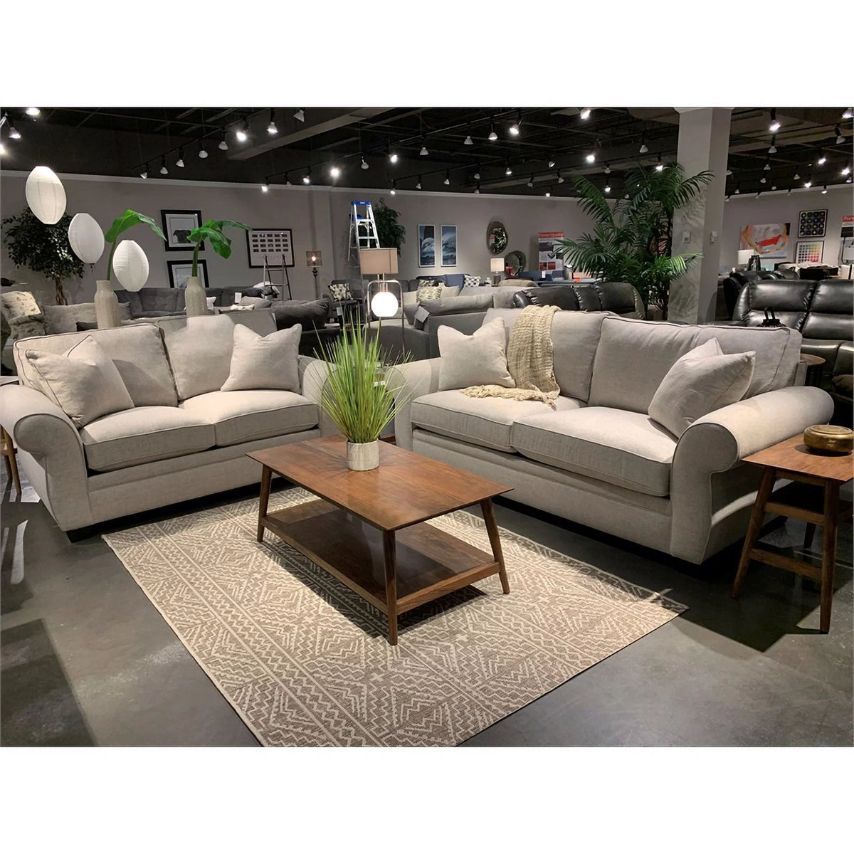 Cream Fabric Loveseat with Rolled Arms J630