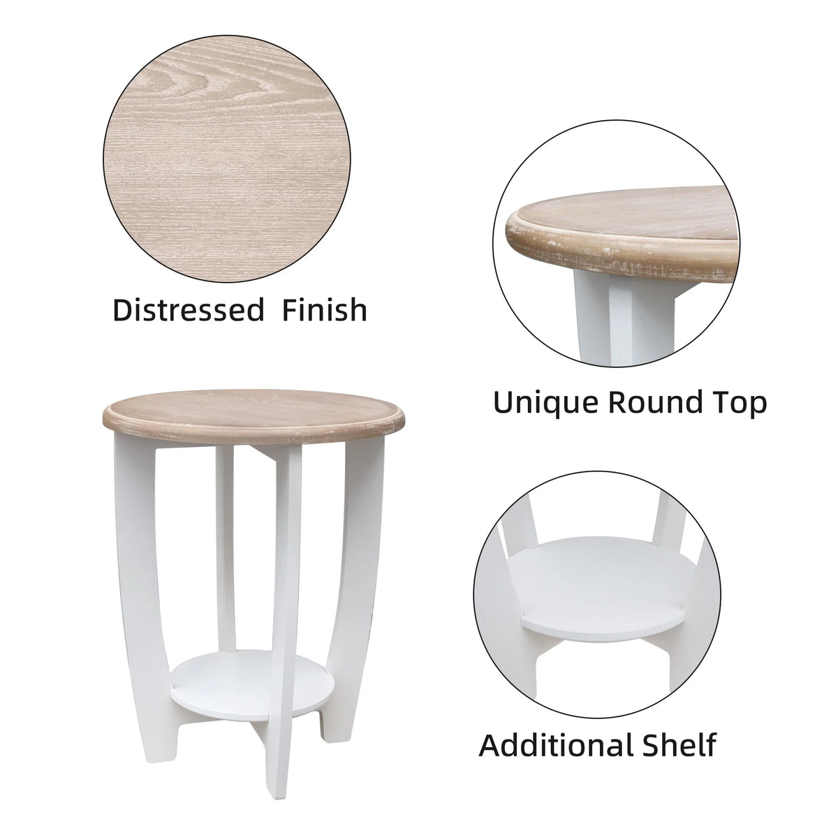 2 Tiers Wooden Round End Table K950104