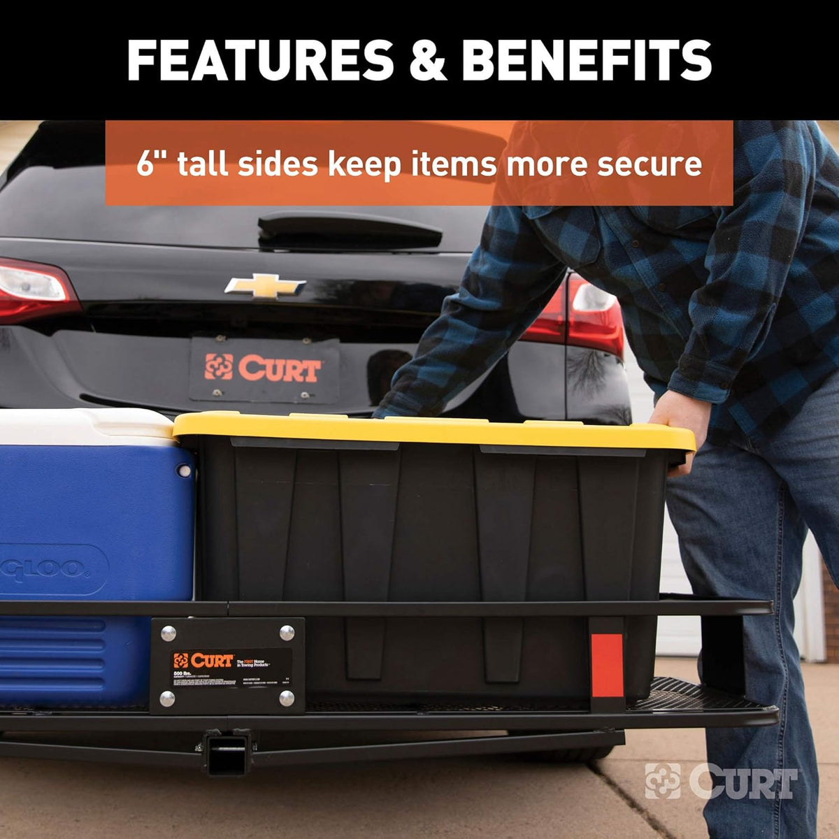 60 x 20-Inch Black Steel Basket Hitch Cargo Carrier J589