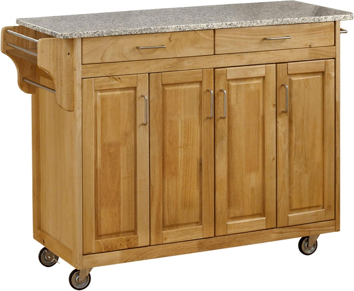 Black Finish Four Door Kitchen Cart with Stainless Steel Top V88852