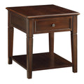Walnut Brown Wooden End Table with One Drawer and One Shelf A579