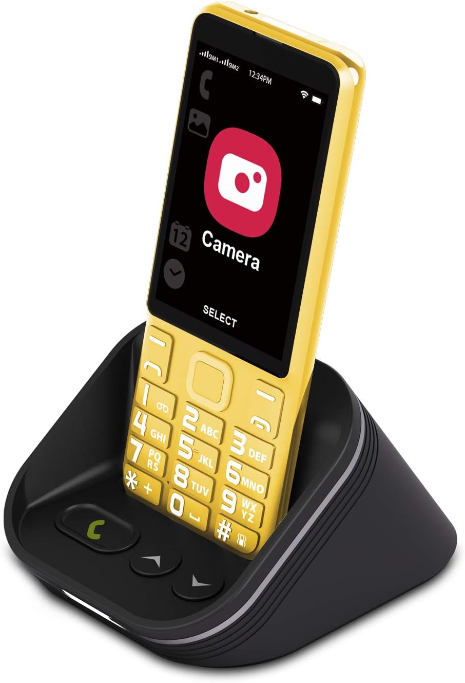 Yellow Unlocked 4G Senior Cell Phone Dual Card Dual Standby with Charging Dock Speaker Pack of 2 Y469922