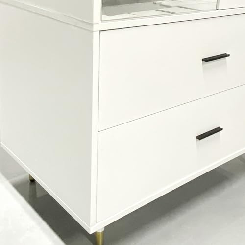 White 2 Door Armoire Wardrobe with Hanging Rod, 2 Drawers, Mirror and Shelves Y6562