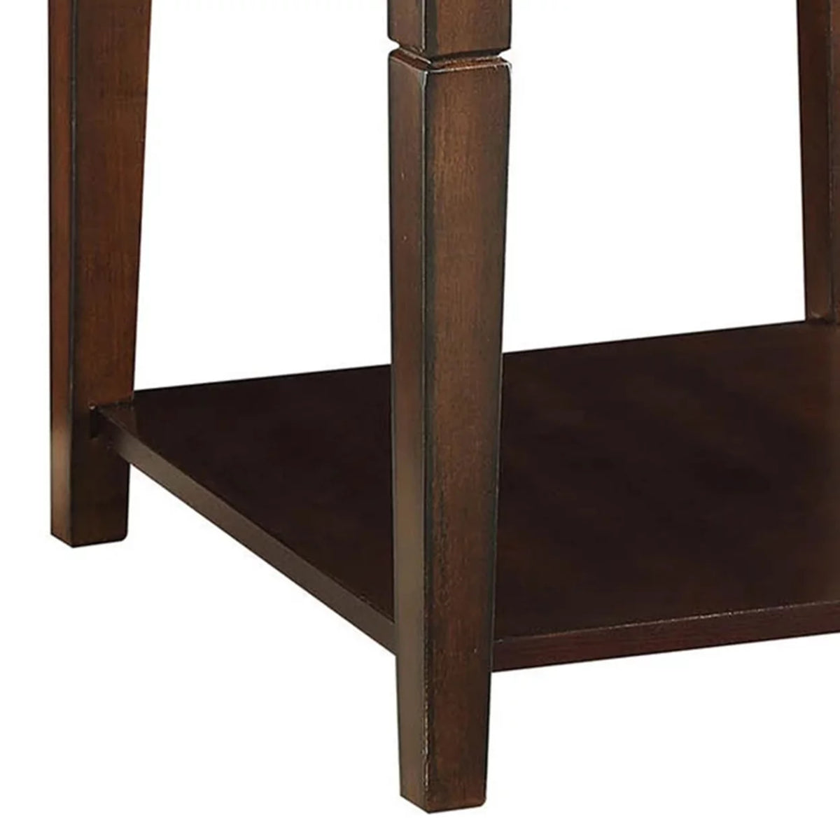 Walnut Brown Wooden End Table with One Drawer and One Shelf A579