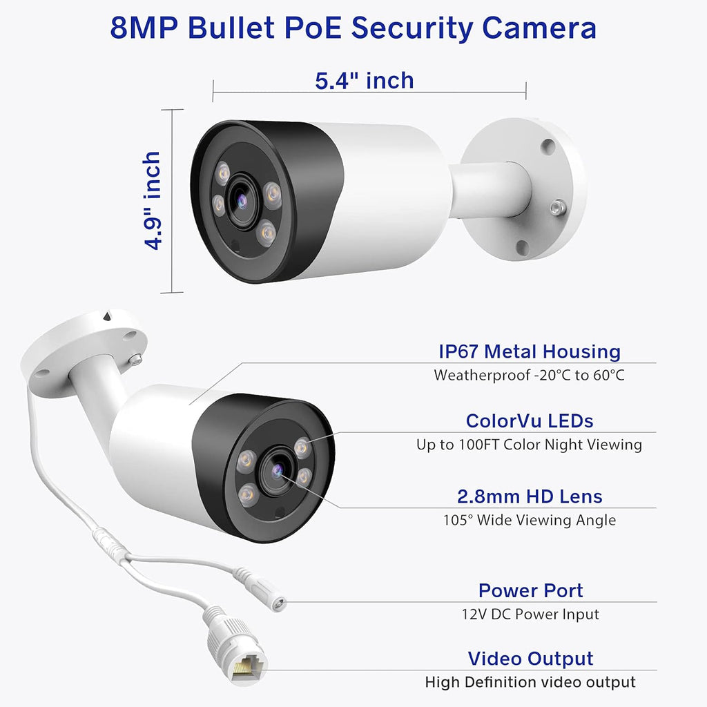 8MP UltraHD 4K PoE IP Camera Bullet W237042