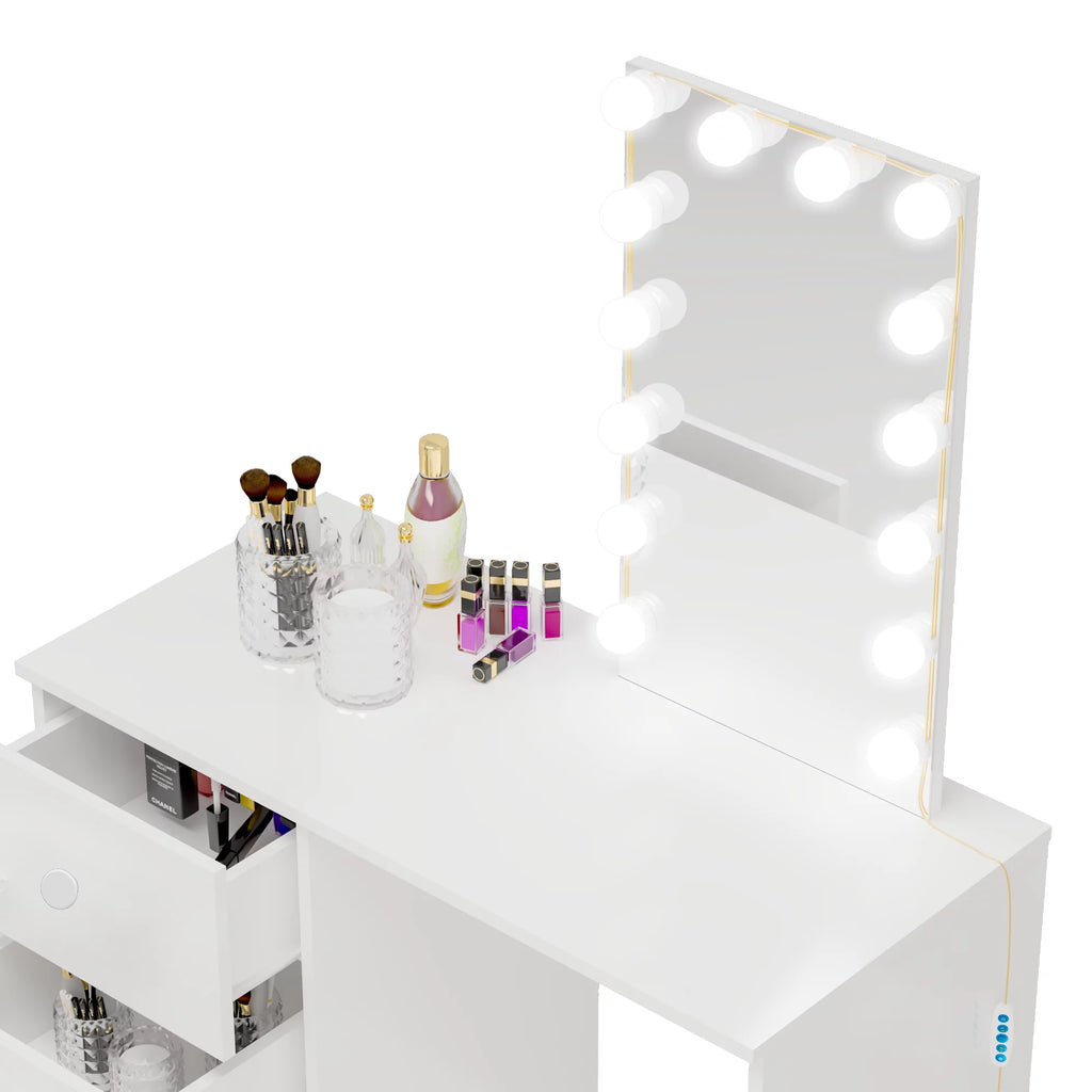White Modern Vanity Table with Lights M975