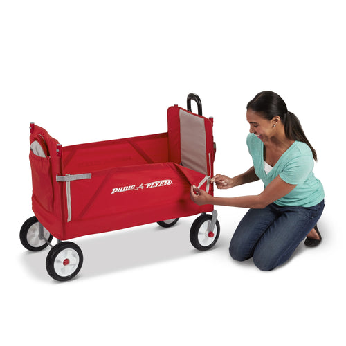 3-in-1 Folding Kids Wagon with Canopy, Red A87427