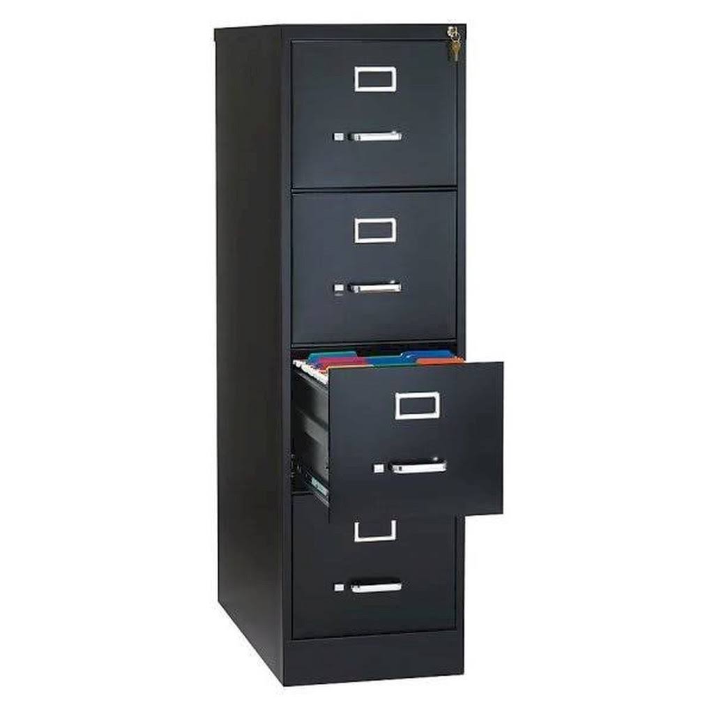 26 1/2in.D 4 Drawer Letter Size Vertical File Cabinet Black E115