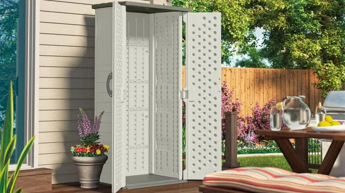 Resin Vertical Storage Shed, 22 Cubic feet E756071