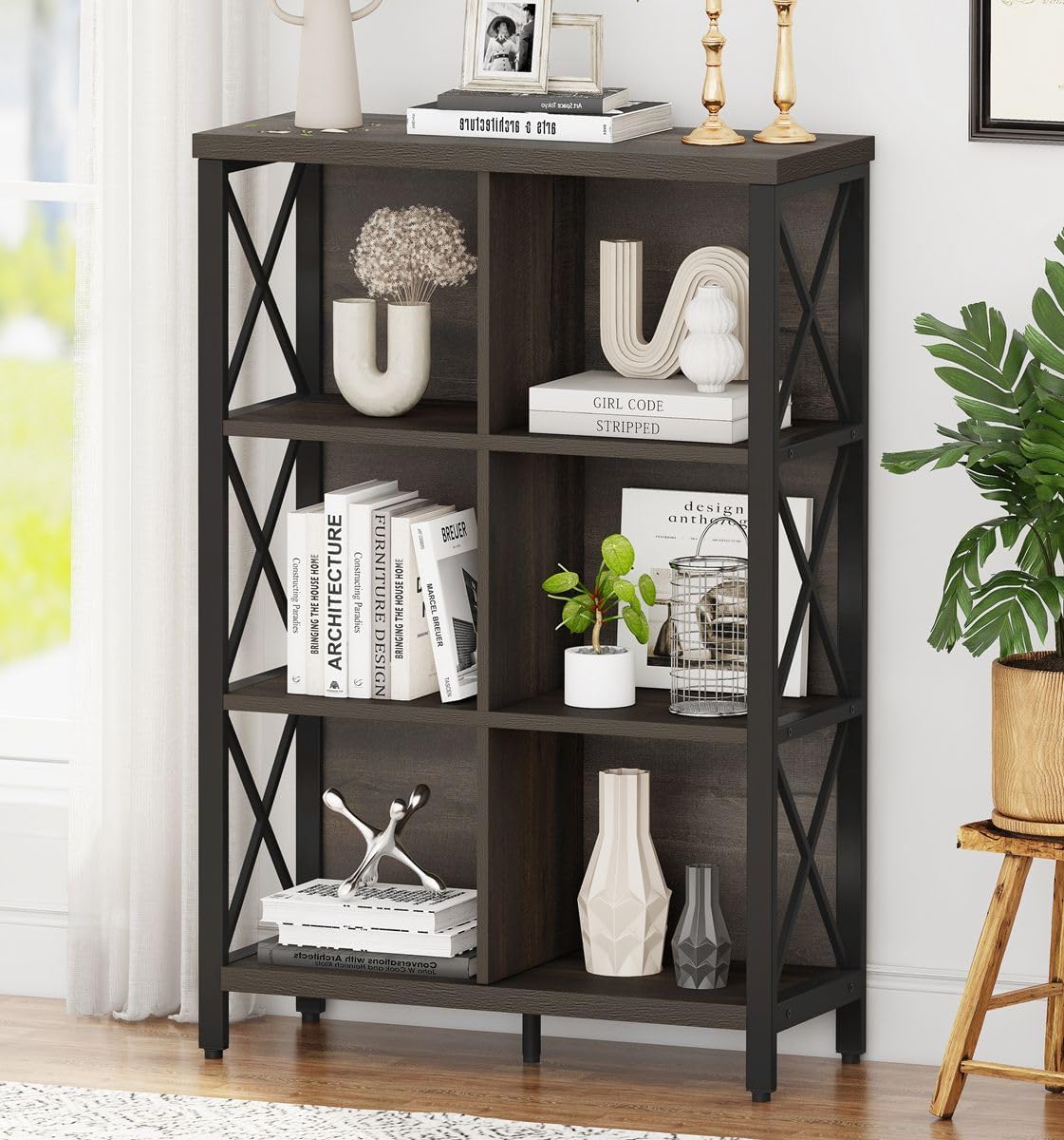 Industrial Cube Bookcases and Bookshelves (Walnut Brown) Q435250