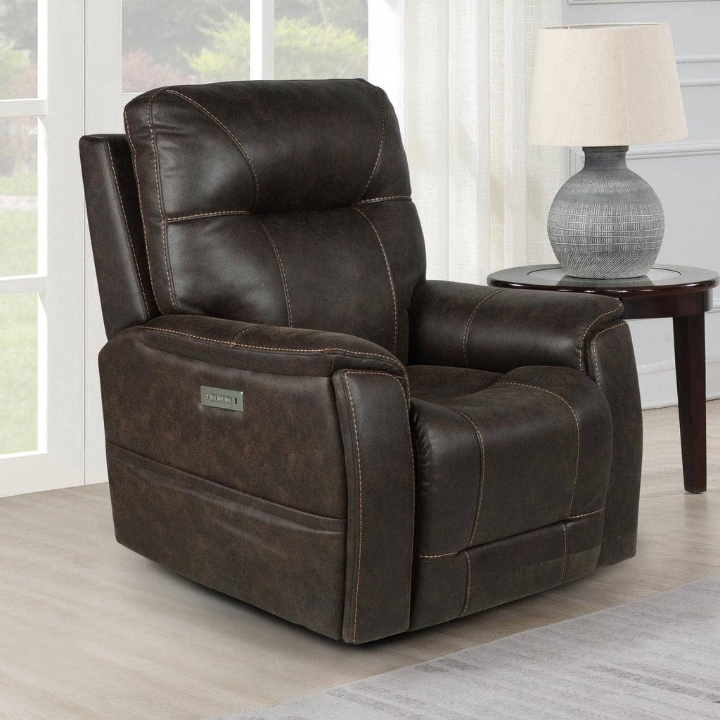 Saddle Brown Leatherette Power Recliner Chair G625