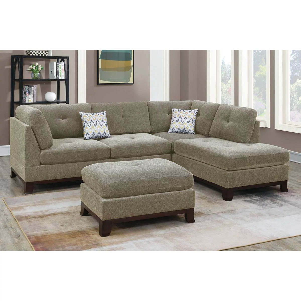 Camel Chenille Sectional Sofa I328339