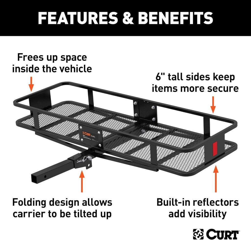 60 x 20-Inch Black Steel Basket Hitch Cargo Carrier J589