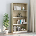 White and Sonoma Oak 4-Tier Book Cabinet D145