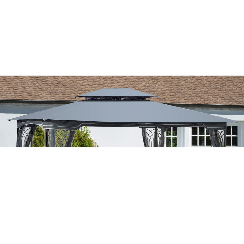 Elegant Gray Double Roof Gazebo Replacement Canopy Top U548324