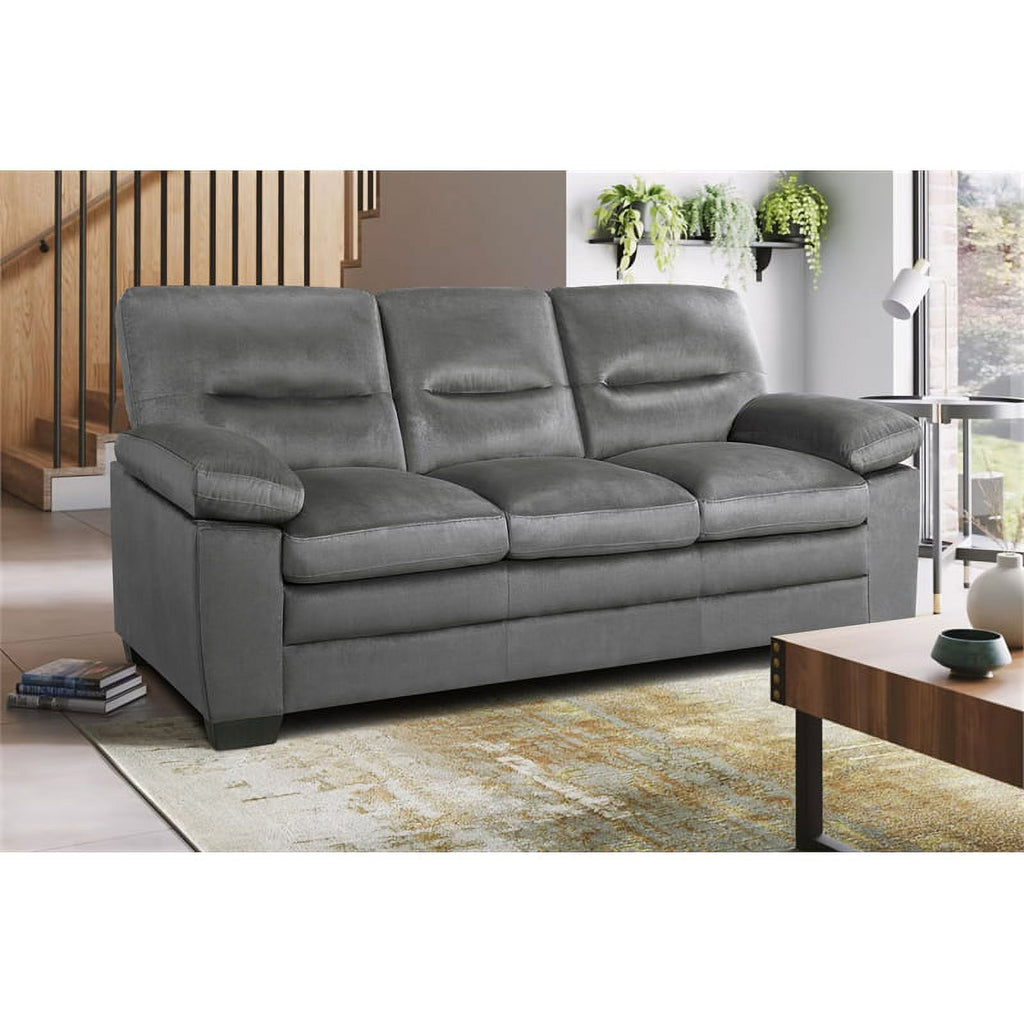 Dark Gray Textured Fabric 2-Piece Upholstered Sofa Set G198439