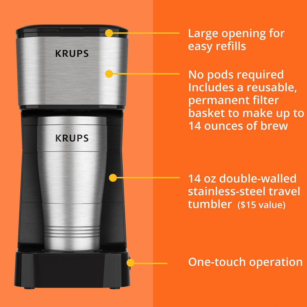 Single-Serve Coffee Maker with Stainless Steel Travel Mug E337585
