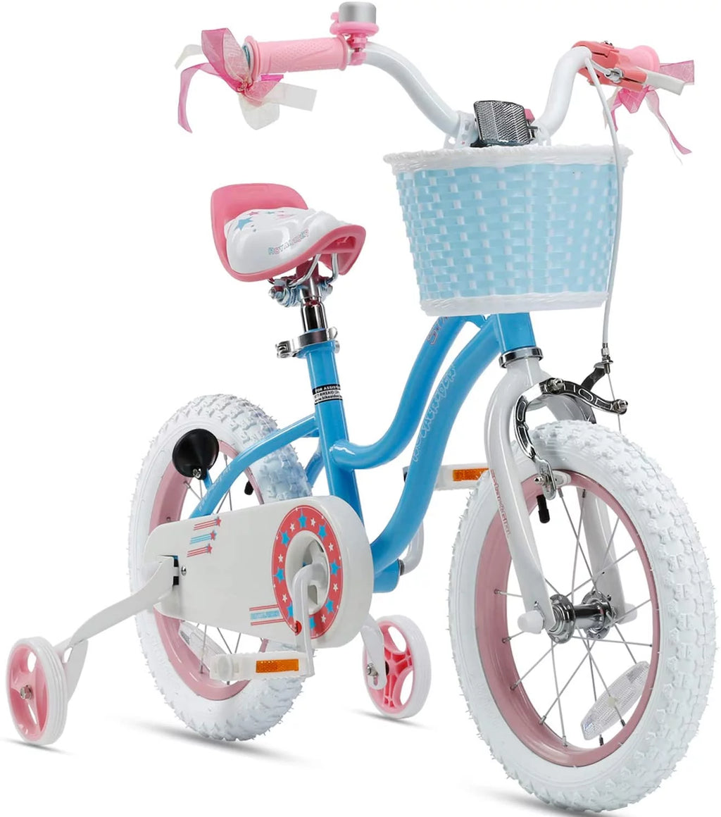 16 In. Blue Kids Bike with Basket Training Wheels Kickstand F125025