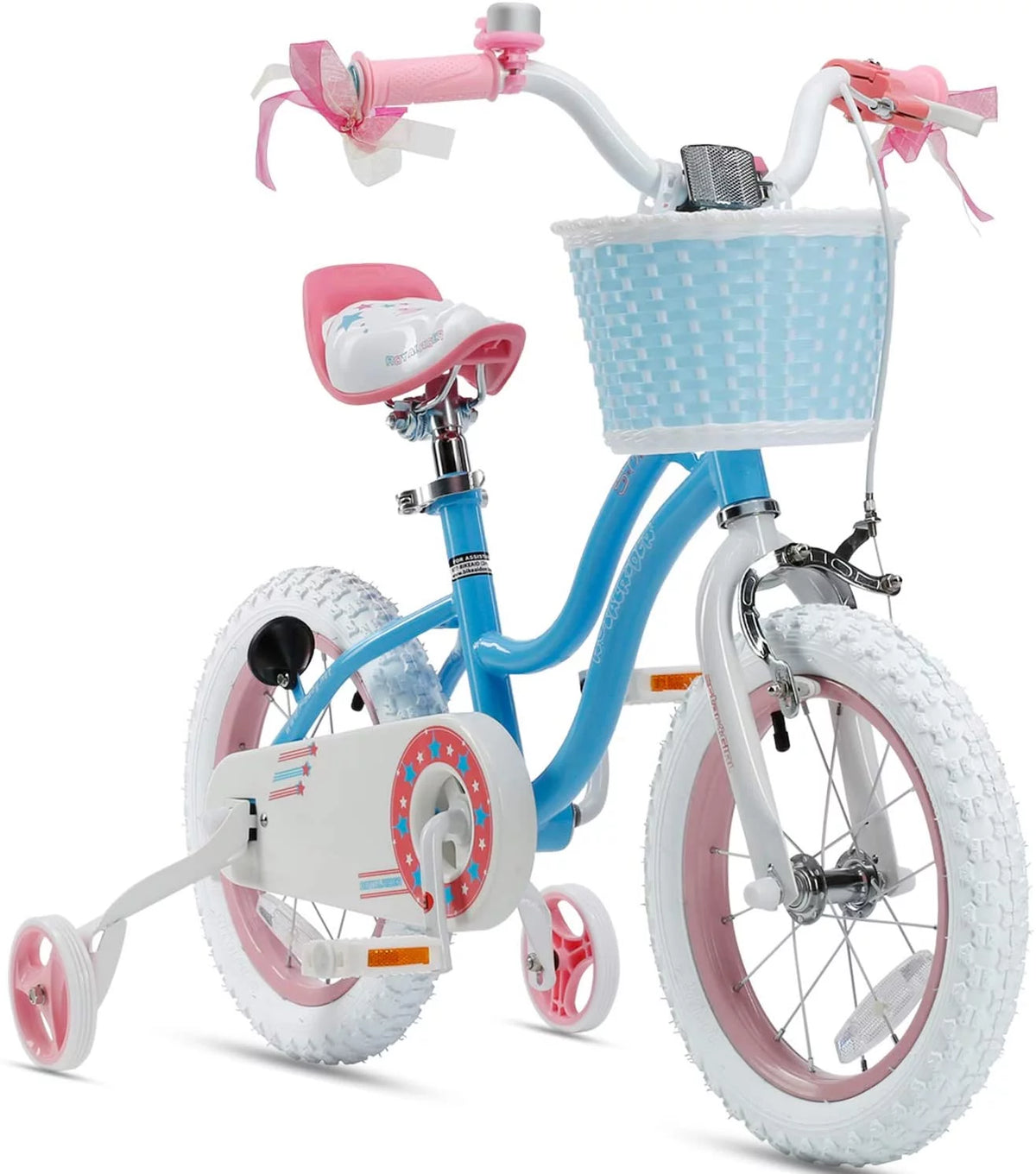 16 In. Blue Kids Bike with Basket Training Wheels Kickstand F125025