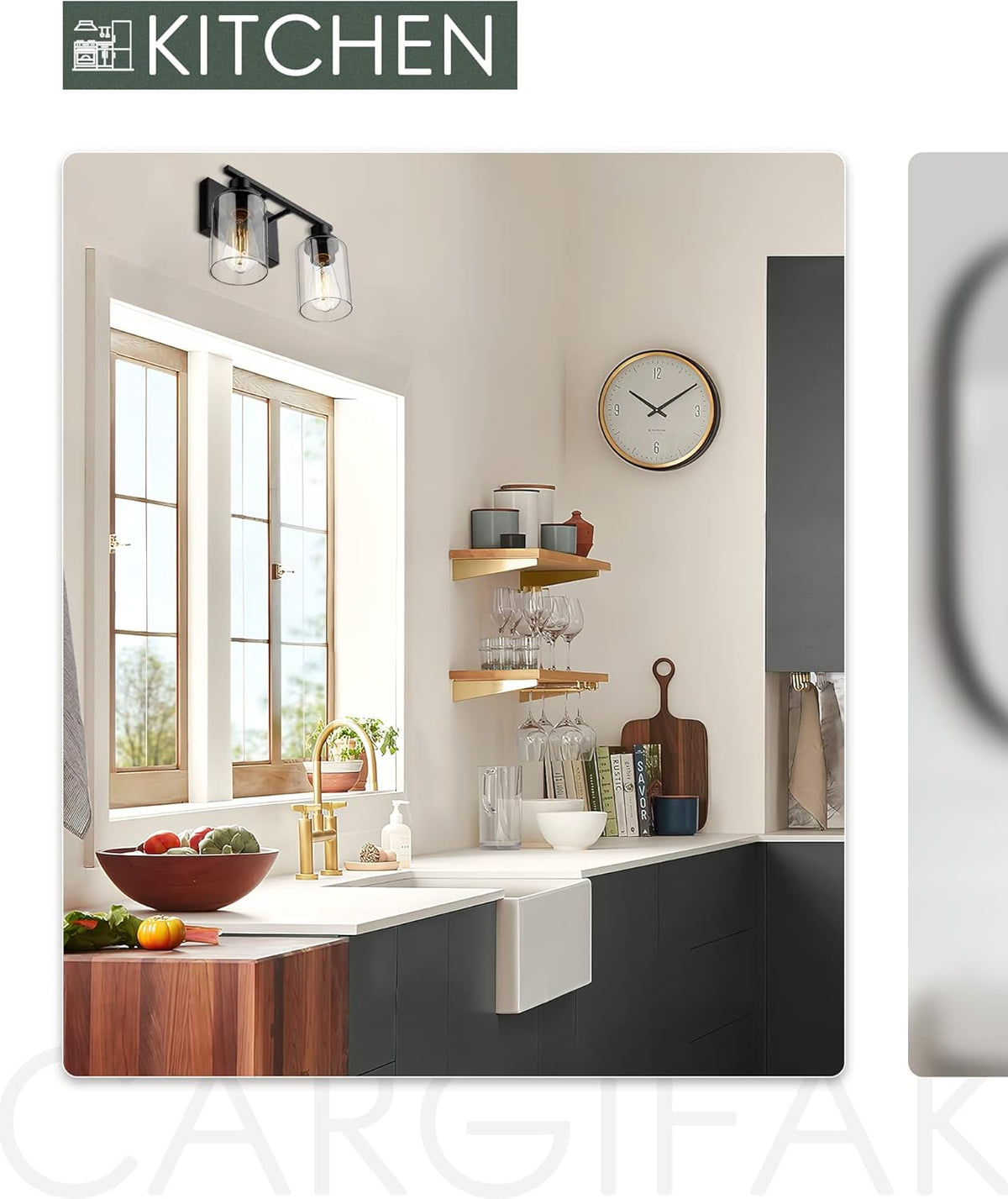 2-Light Matte Black Vanity Light with Clear Glass Lampshade L263023