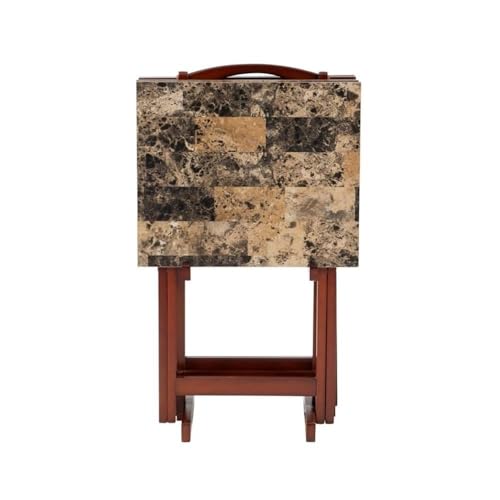 Brown Faux Marble 5 Piece TV Tray Table Set B156