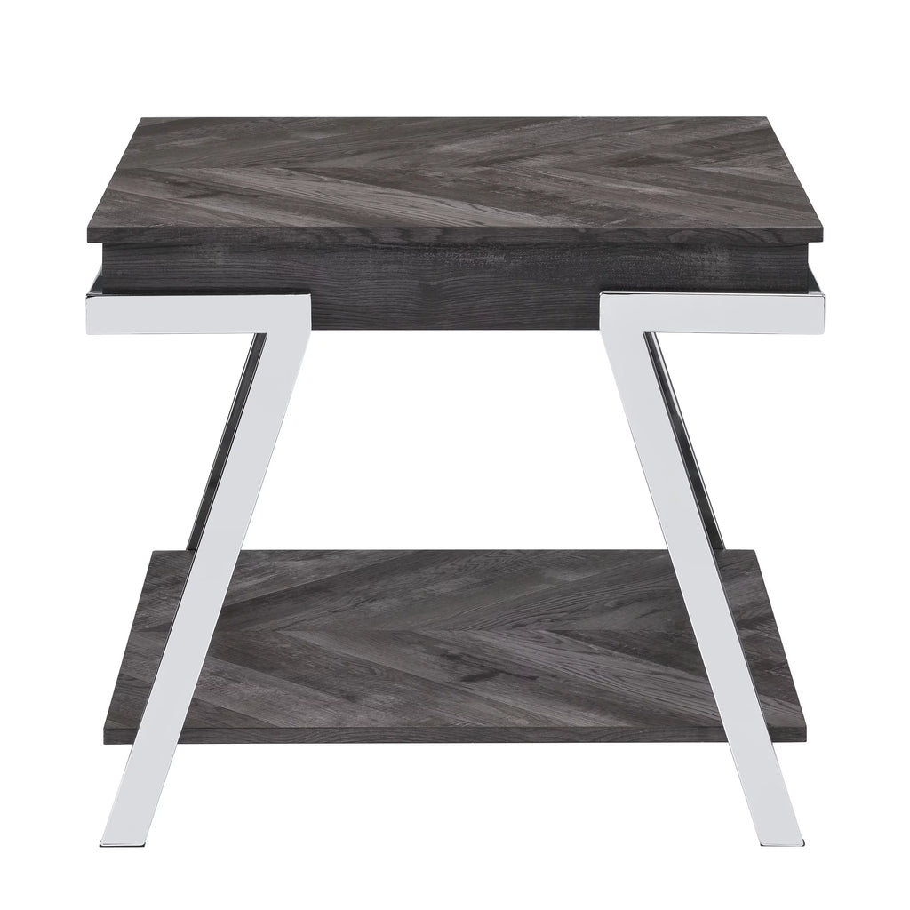Dark Gray Wood and Laminate End Table J7996