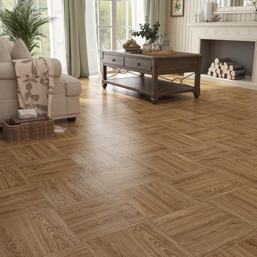 Honey Oak Wood Peel and Stick Vinyl Floor Tiles 36"x6" 18 PCS Waterproof I6797