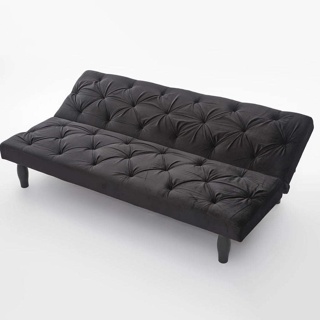 Black Velvet Futon Sofa Bed F9181