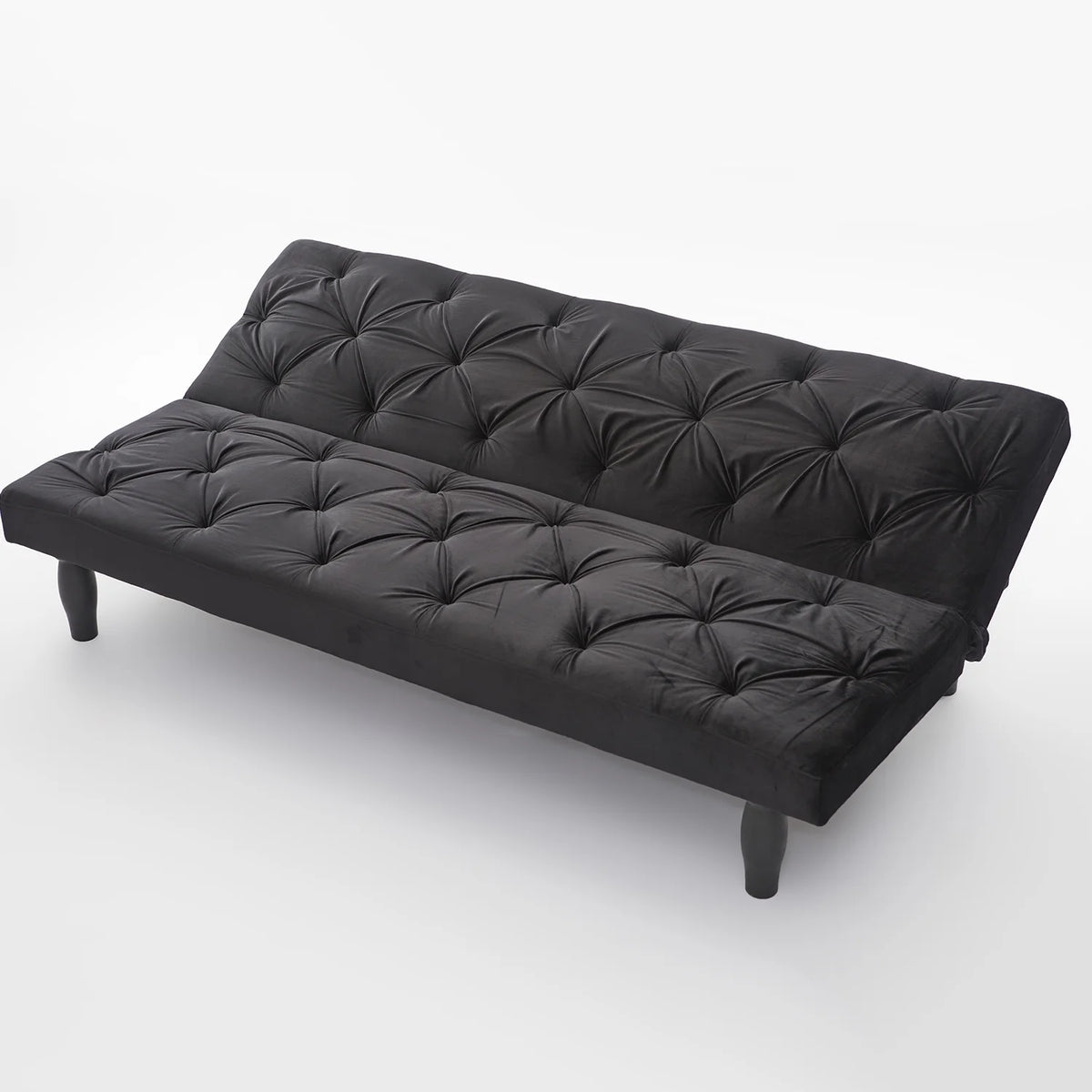 Black Velvet Futon Sofa Bed F9181