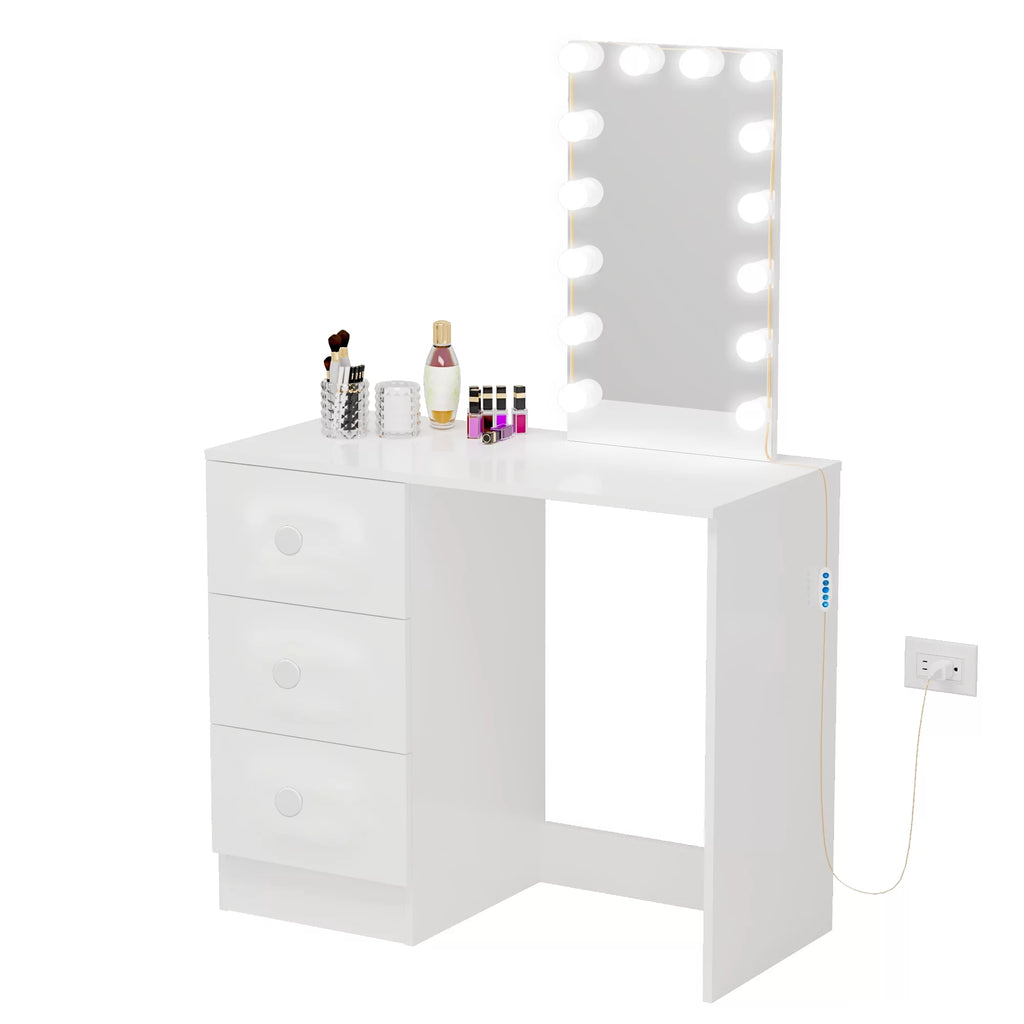 White Modern Vanity Table with Lights M975