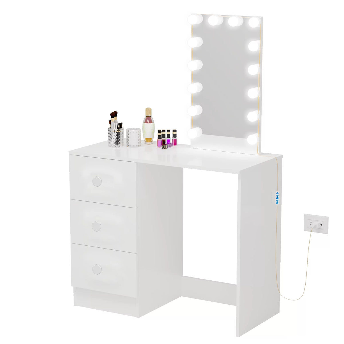 White Modern Vanity Table with Lights M975