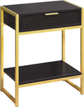Cappuccino End Table with Gold Metal Base U398955