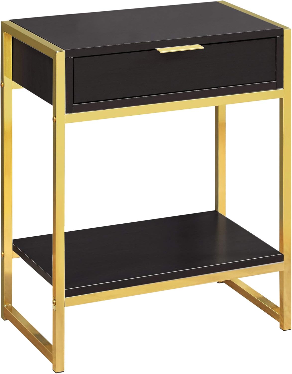Cappuccino End Table with Gold Metal Base U398955