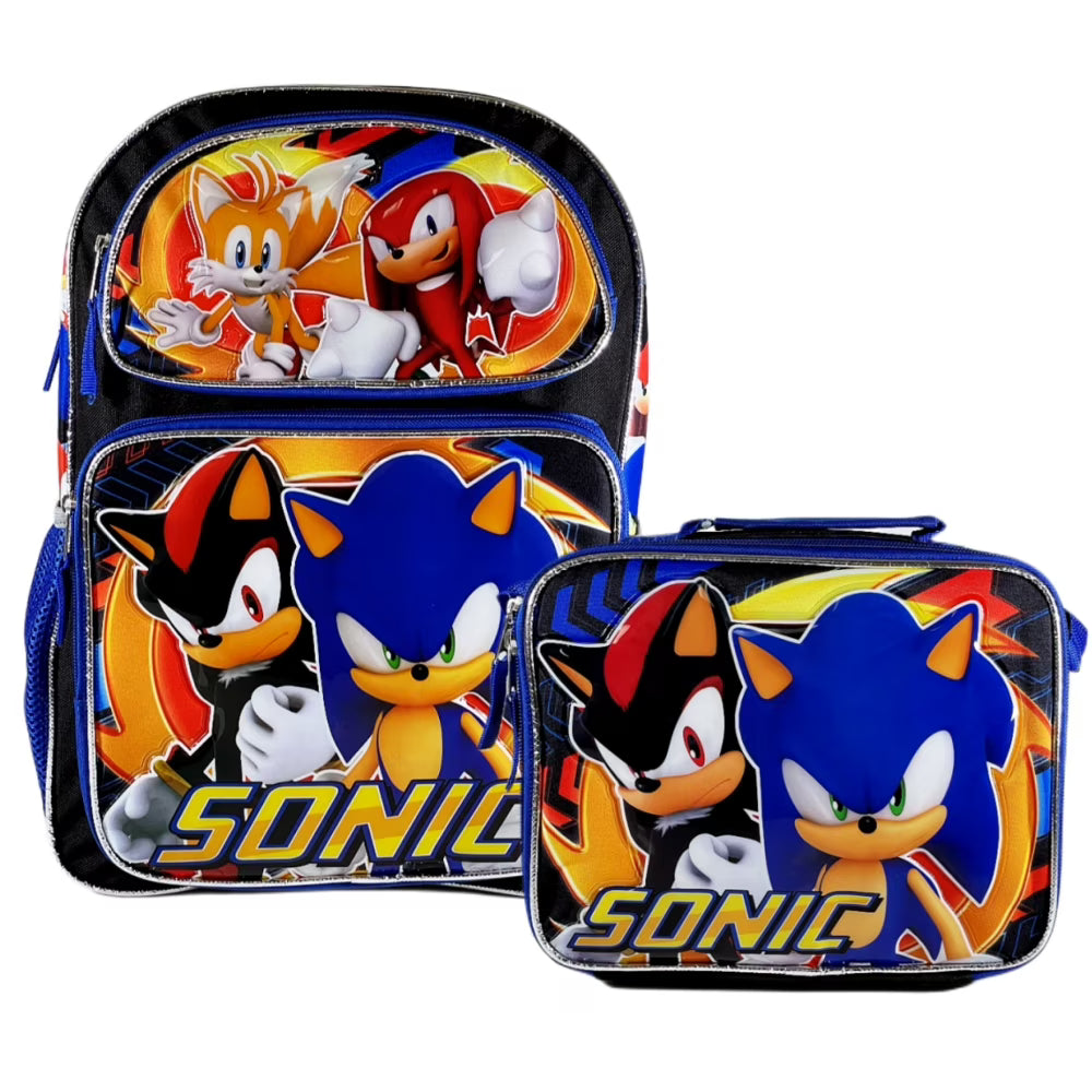 Blue Black Sonic Backpack with Insulated Lunch Bag V988181