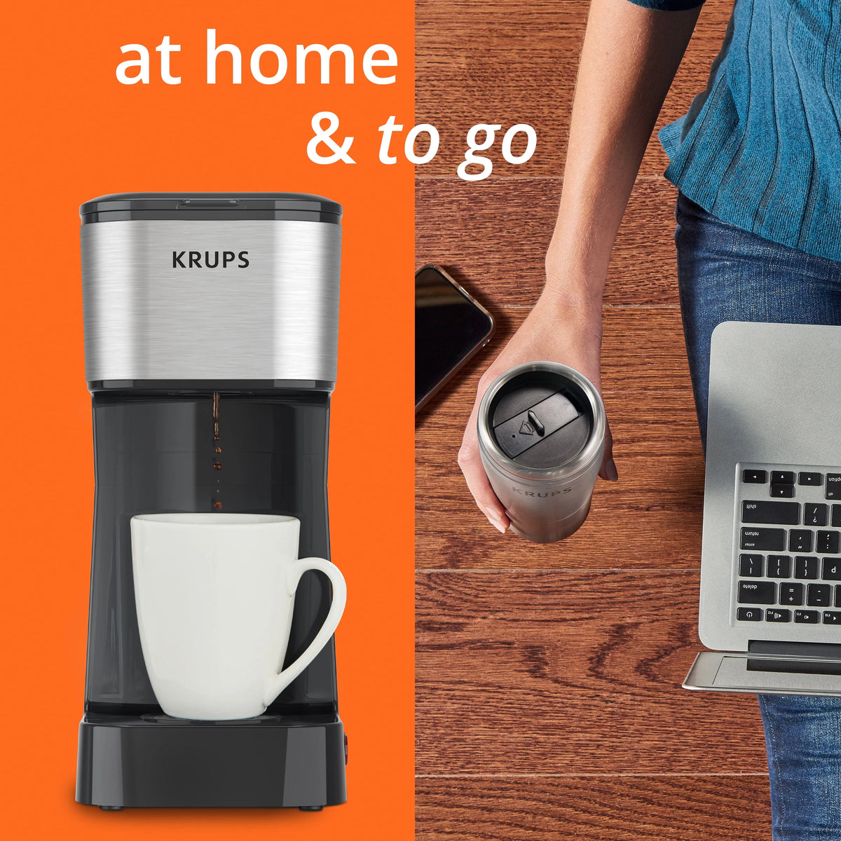 Single-Serve Coffee Maker with Stainless Steel Travel Mug E337585