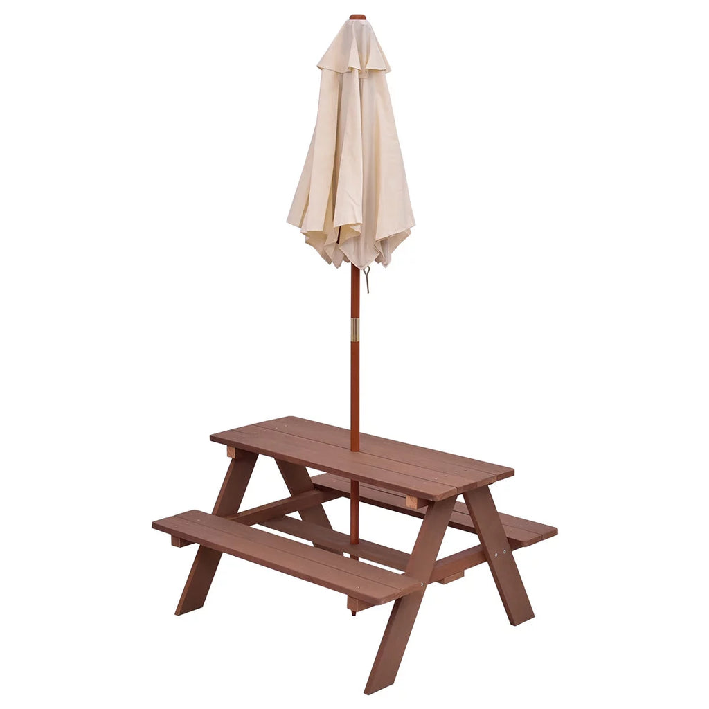Children Outdoor 4 Seat Kids Picnic Table Bench with Folding Umbrella T968