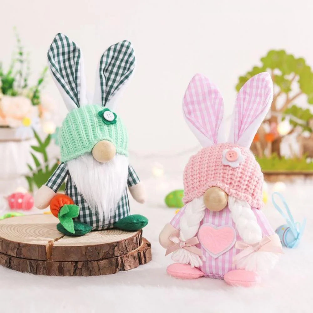 1/2 Pcs Plush Easter Bunny Handmade Swedish Tomte Elf Stuffed Doll Rabbit Ornaments X7175