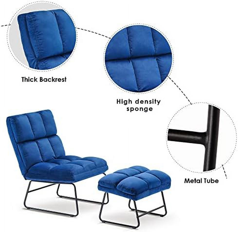 Dark Grey Velvet Accent Chair with Ottoman R5600