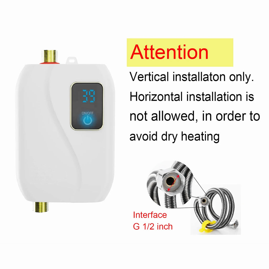 Instant Water Heater 3000W Electric Tankless with LCD Display T5848