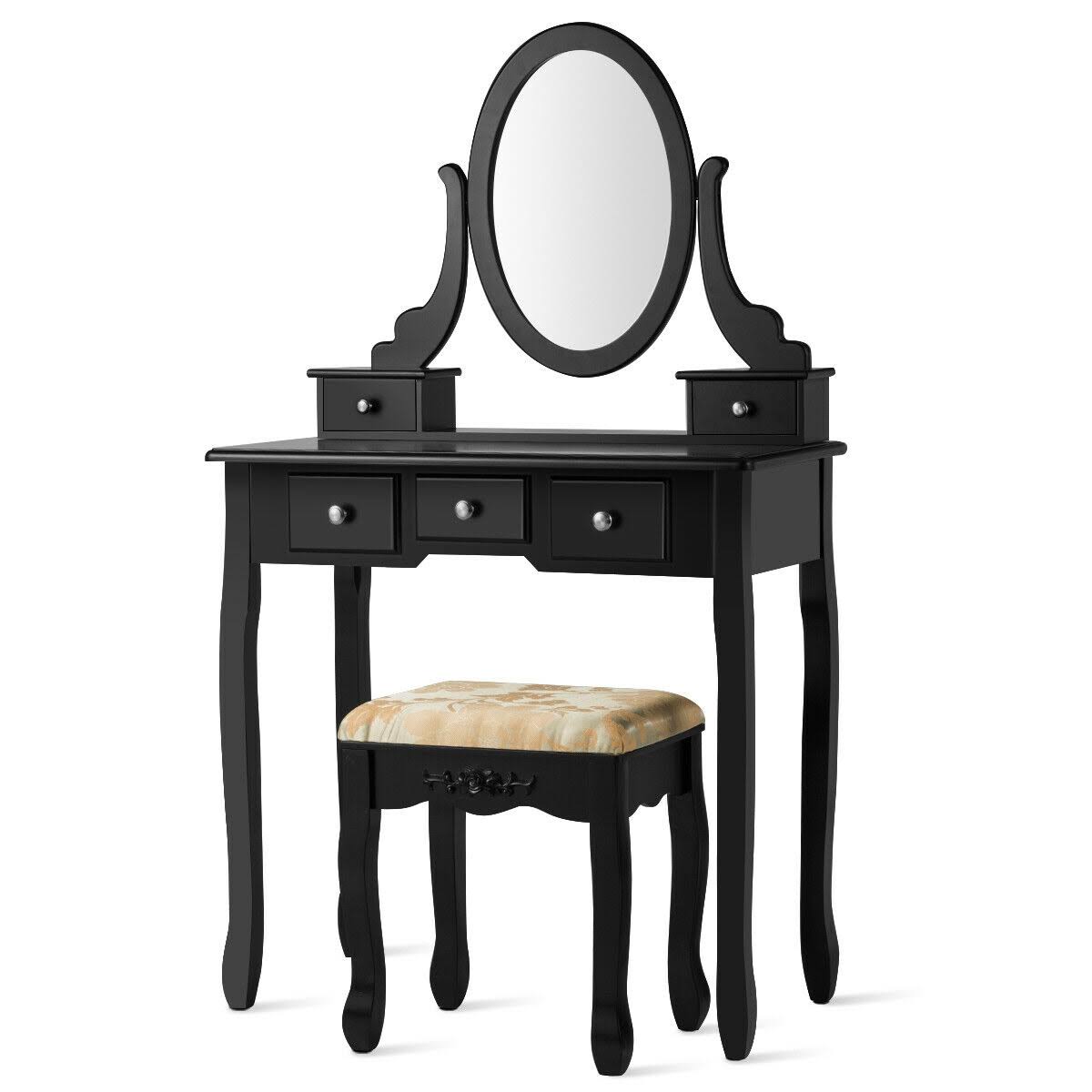 Black 5 Drawer Vanity Makeup Table Set B429178