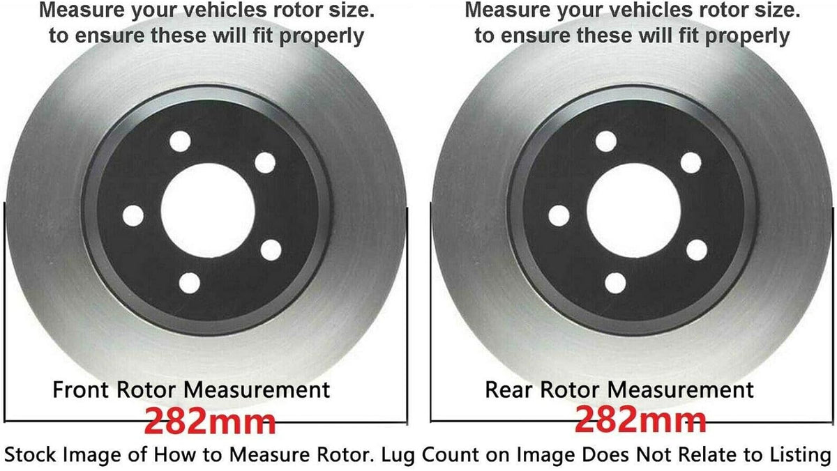 282mm 4pc Front Rear Drilled & Slotted Brake Rotors G99499