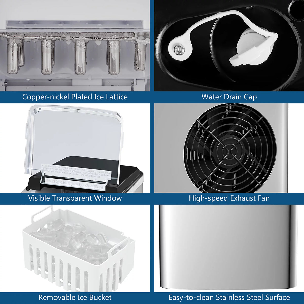 Stainless Steel Countertop Ice Maker 26Lbs/24H H9803