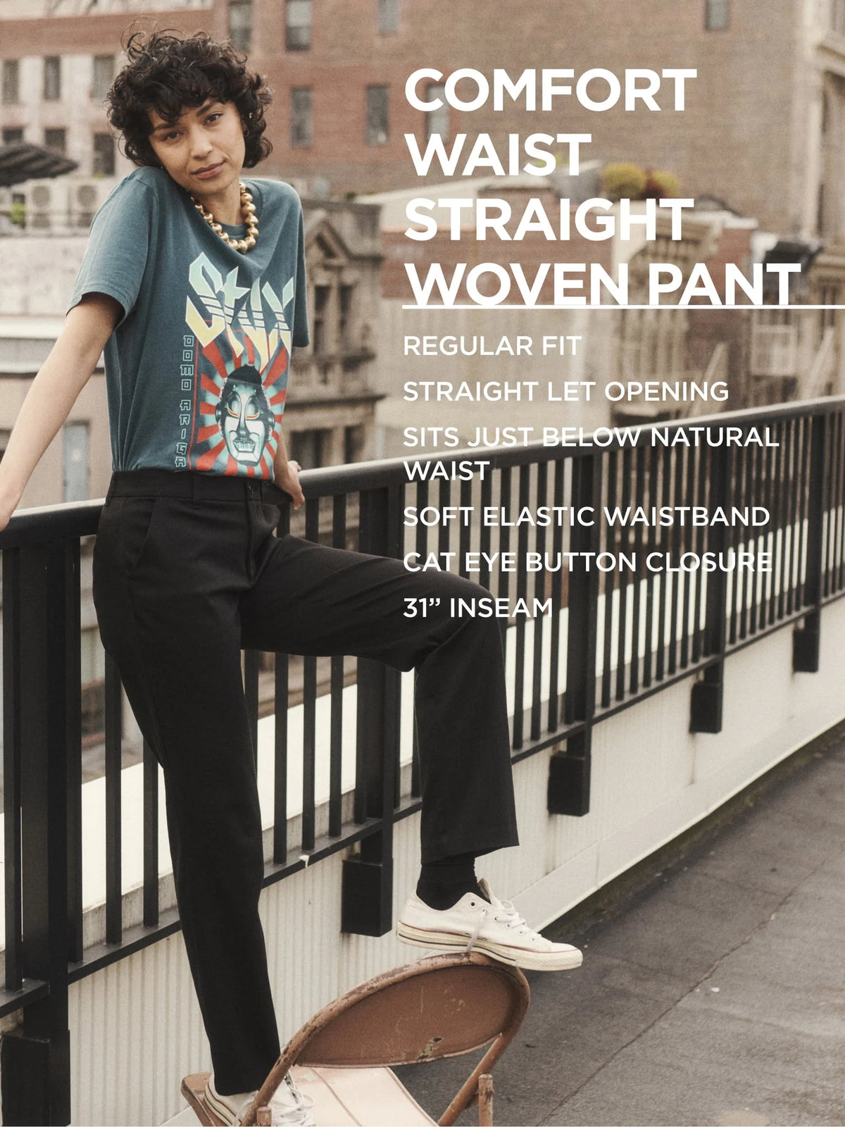 Women's Regular Fit Straight Woven Pant M5732